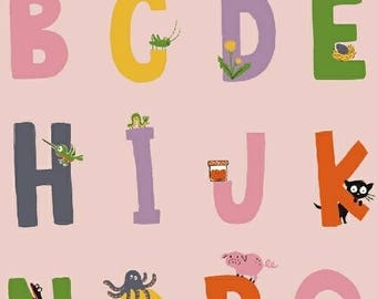 PREORDER - Heather Ross - Alphabet in Pink - Kinder - (43481-1) - 1/2 Yard++