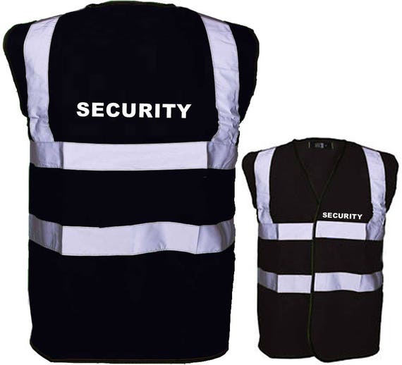 Black SECURITY Hi Visibility Reflective Safety Vest Hi Viz