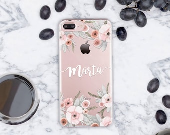 Custom Name iPhone 7 Case Clear iPhone 6s Case Floral iPhone 7 Plus Case iPhone 5 Case Clear iPhone SE Case Summer 6 iPhone Case Clear cn012