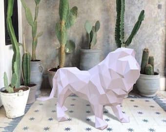 Papercraft Lion - printable DIY template 3D - DIY 3D Papercraft - PDF Download low poly papercraft