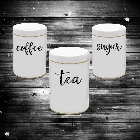 Kitchen Canister Labels Vinyl Decal Tea Coffee
