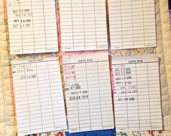 Set of 6 Vintage Library Due Date Cards