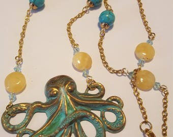 Nautical Octopus pendant necklace