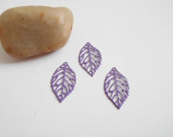 set 6 prints effect leaves enameled purple