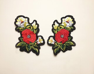 Coppia Di Patch Ricamati A Forma Di Cardo Marrone - 7x11,5 Cm - Termoadesivi E Da Cucire Per Abbigliamento, Borse, Zaini - DIY