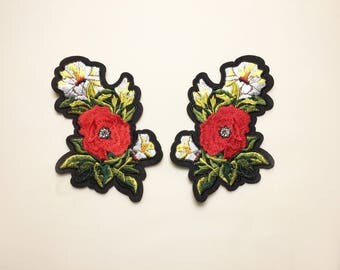 Coppia Di Patch Ricamati A Forma Di Cardo Marrone - 7x11,5 Cm - Termoadesivi E Da Cucire Per Abbigliamento, Borse, Zaini - DIY