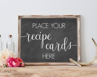 Recipe Card Sign Printable Printable bridal shower recipe