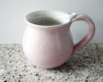Pink Pottery Mug - speckled clay - 13 oz Coffee Cup - Ready to Ship Ceramic Cup