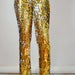 gold sequin flare pants
