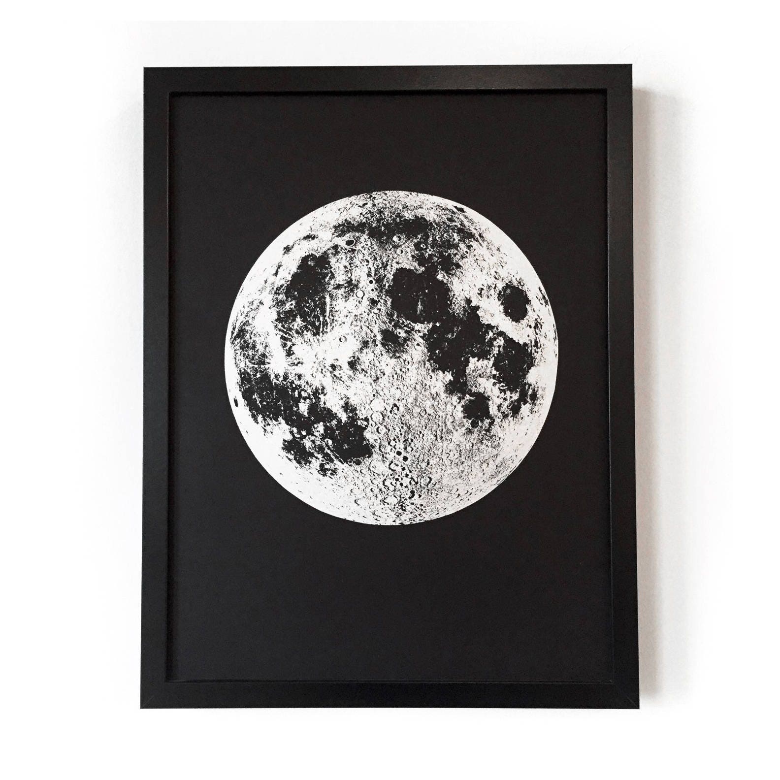 Wall Decor Moon Art Print Full Moon Moon Wall Art printed