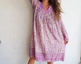 Vintage 70s Indian Cotton Gauze Dress