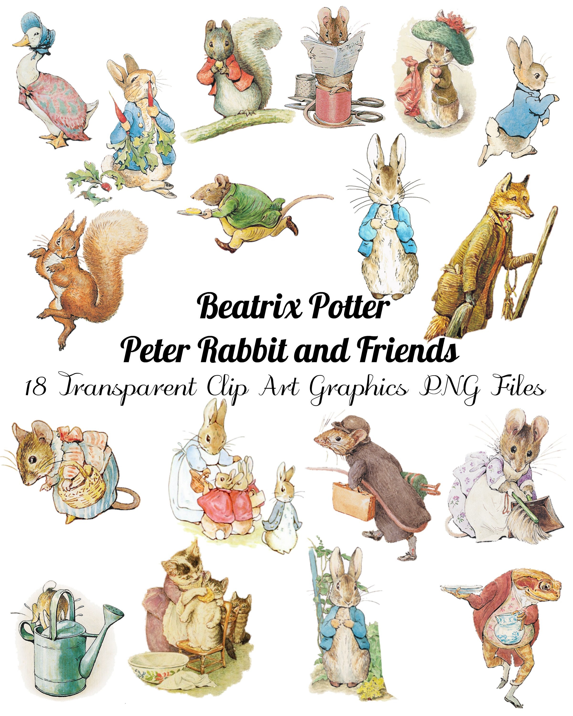 18 Peter Rabbit and Friends Clip Art Transparent PNG Files