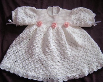 Crochet Pattern - CR140 Angel Blessing Baby Dress and Floral Headband