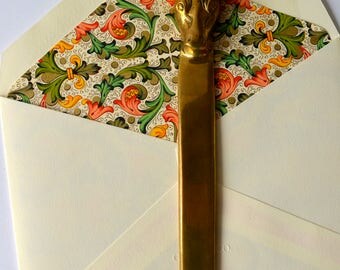 Vintage Solid Brass Long Horn Bull Animal Letter Opener Envelope Knife (1970s)