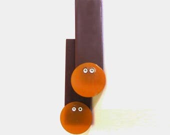 Brown and tan Bakelite Peirced Earrings