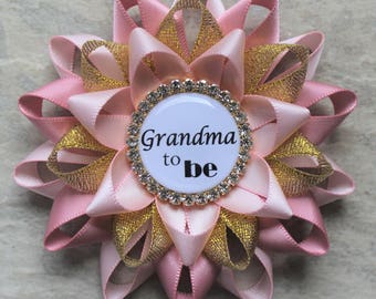 Pink and Gold Baby Shower Decorations, New Grandma Gift, Grandma to Be Pin, Mommy to Be Corsage, Baby Girl Shower, Pale Pink, Quartz, Gold