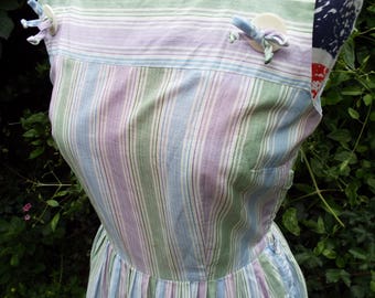 Vintage 50s Dress - 50s Cotton Dress - 50s Striped Dress - Vintage Pastel Dress - 50s Summer Dress