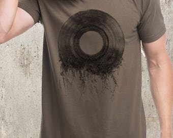 Vinyl Record Roots T-Shirt - Men's Screen Printed T-Shirt