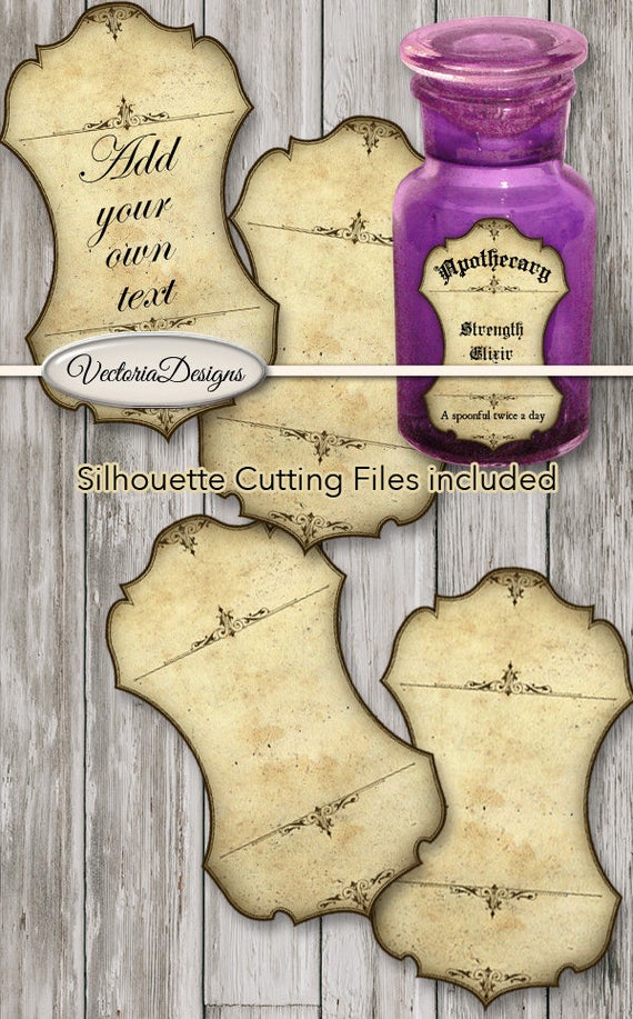 Blank Apothecary Labels printable blank silhouette cutting