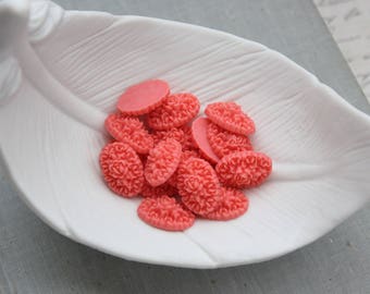 Coral 18x13mm Flower Bouquet Cameo Cabochons