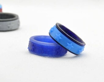 Star Pattern Spinner Fidget ring - 3D printed, Customizable.