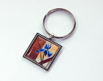 Flower keychain, Spring Flowers, Iris, key ring, flower key ring, stocking stuffer, keyring, Key chain, Floral, gift for her (7790)