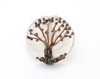 Large Lampwork Glass Winter Tree Focal Bead