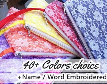 Pink personalized makeup bag , Personalized Cosmetic bags , Bridesmaid makeup bag, Maid of honor gift