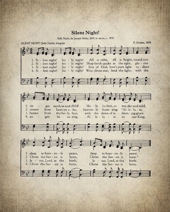 Silent Night Christmas Hymn Lyrics Sheet Music Art Hymn