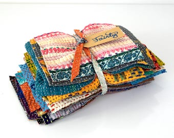 kantha quilt scraps, about 450 grams, patchwork supplies, sewing supplies