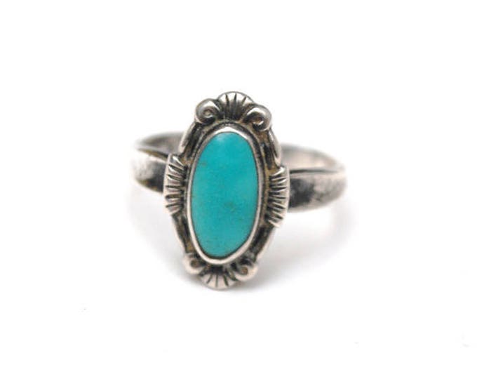 Turquoise ring Sterling - Bell Trading Company - size 6 - Native American tribal southwestern ring