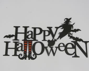 Happy Halloween Witch and Bat CNC Plasma Metal Wall Art