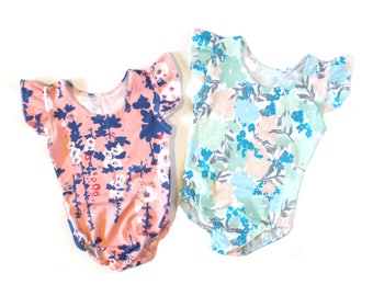 Girls leotard, baby leotard, baby girl clothes, toddler leotard, ballet leotard, baby floral leotard, girls floral leotard, infant - size 10