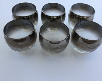 6 Roly Poly Silver Fade/Ombré embossed Rocks Glasses