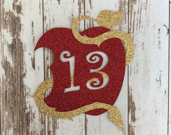 Descendants 2 Apple Symbol Glitter Die Cut/Birthday Party Decoration/ Embellishment/Cake Topper - 13 Years old