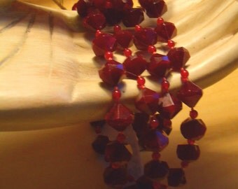 Red Vintage Beads Red Beaded Vintage Necklace