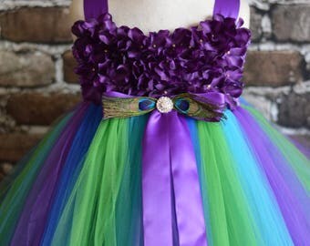 Purple Peacock Hydrangea flower girl dress