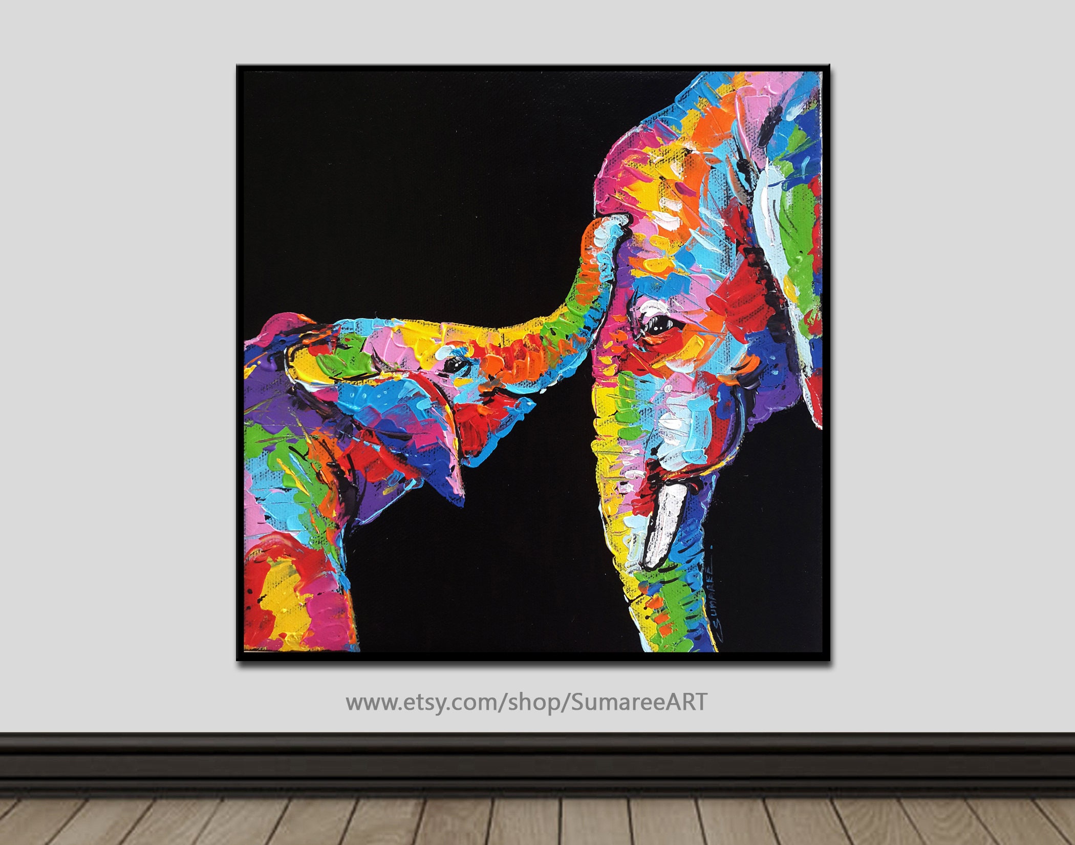 67 x 67 cm Colorful elephant painting wall decor paintings