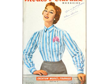 Modes & Travaux, Vintage French fashion magazine, 1956 fashion news