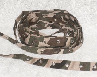 Camouflage Trim Tape 4 1/2 yds Khaki Camo Cotton Twill Eyelet