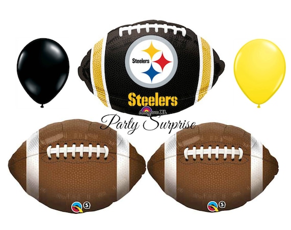 Football Balloons Pittsburgh Football Steelers Football Balloon Package Mylar Foil Black Yellow latex Football Game Tail Gait Party Il_570xn