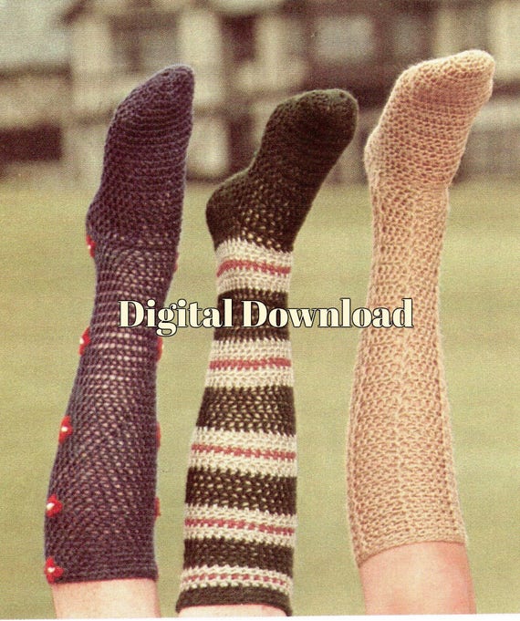 Crocheted Knee Socks Pattern 3 Styles Vintage Crochet