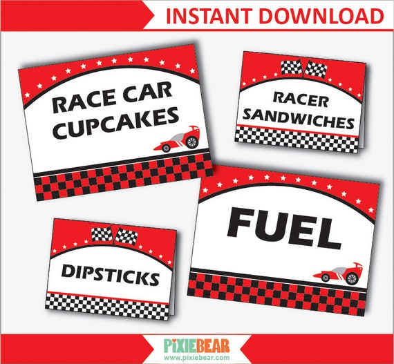 Printable Race Car Food Labels