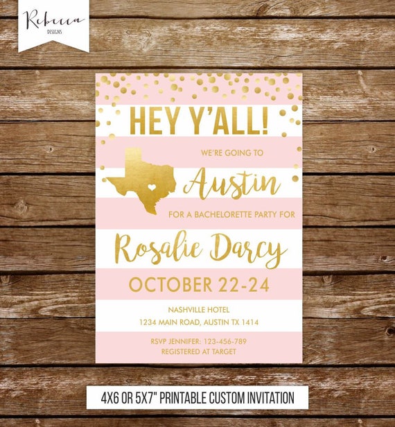 Austin bachelorette weekend invitation Austin bridal shower invitation