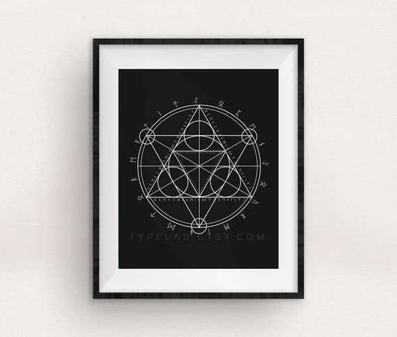 Arcane Circle Printable Art Geometric Digital Print Black