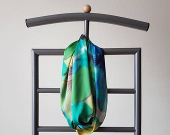 Lightweight Floral Infinity Scarf Women Fashion Accessories Boho Gift for Her Satin Silk Loop Scarf Spring Summer Outdoors Summer Party
