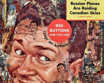 1953 Red Buttons - American Comedians - Original Collier's Magazine Cover - Louis S Glanzman Art Caricature - Nostalgic Prints