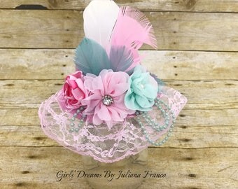 Mini Top Hat, Couture Top Hat, Baby Top Hat, Newborn Mini Top Hat, Newborn Top Hat, Alice in Wonderland, Photo Prop, Party Hat-Baby Girl Hat