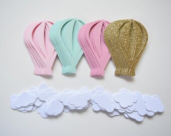 Hot Air Balloon Confetti - Mint Pink Gold Table Scatter - Hot Air Balloon Decorations - Girl Baby Shower - Gold Pink Mint - Hootsie