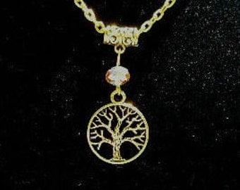Tree Of Life Necklace Gold Tone, Free Shipping
